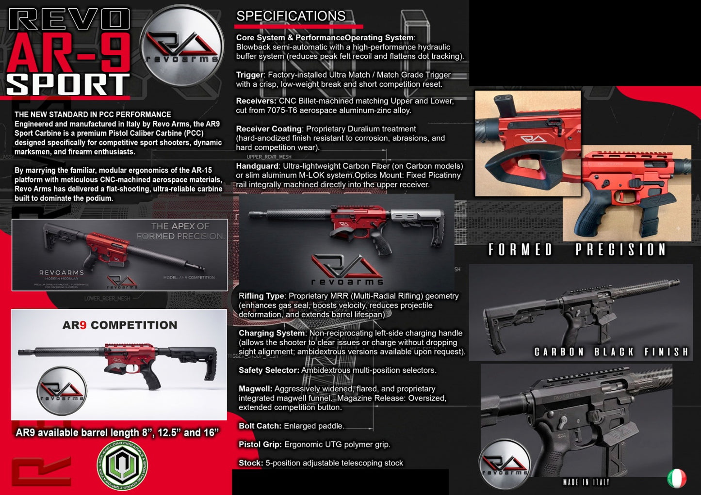 Revo Arms AR9 8 Rifle - Sport Red