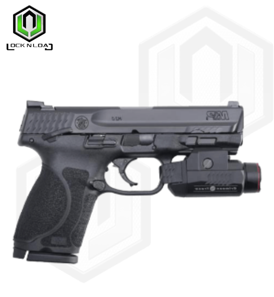 M&P 9 M2.0 4″ COMPACT W/CRIMSON TRACE RAIL MASTER UNIVERSAL TACTICAL LIGHT THUMB SAFETY