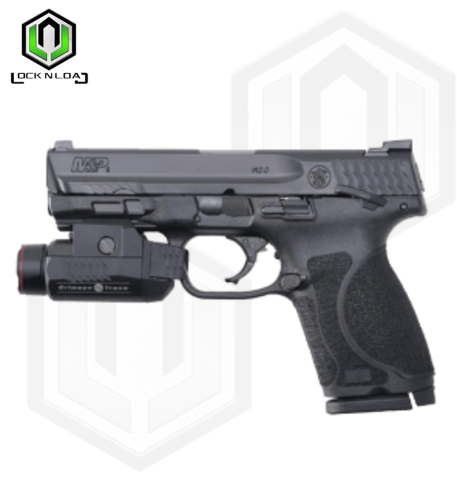 M&P 9 M2.0 4″ COMPACT W/CRIMSON TRACE RAIL MASTER UNIVERSAL TACTICAL LIGHT THUMB SAFETY