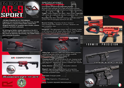 Revo Arms AR9 8 Rifle - Sport Red